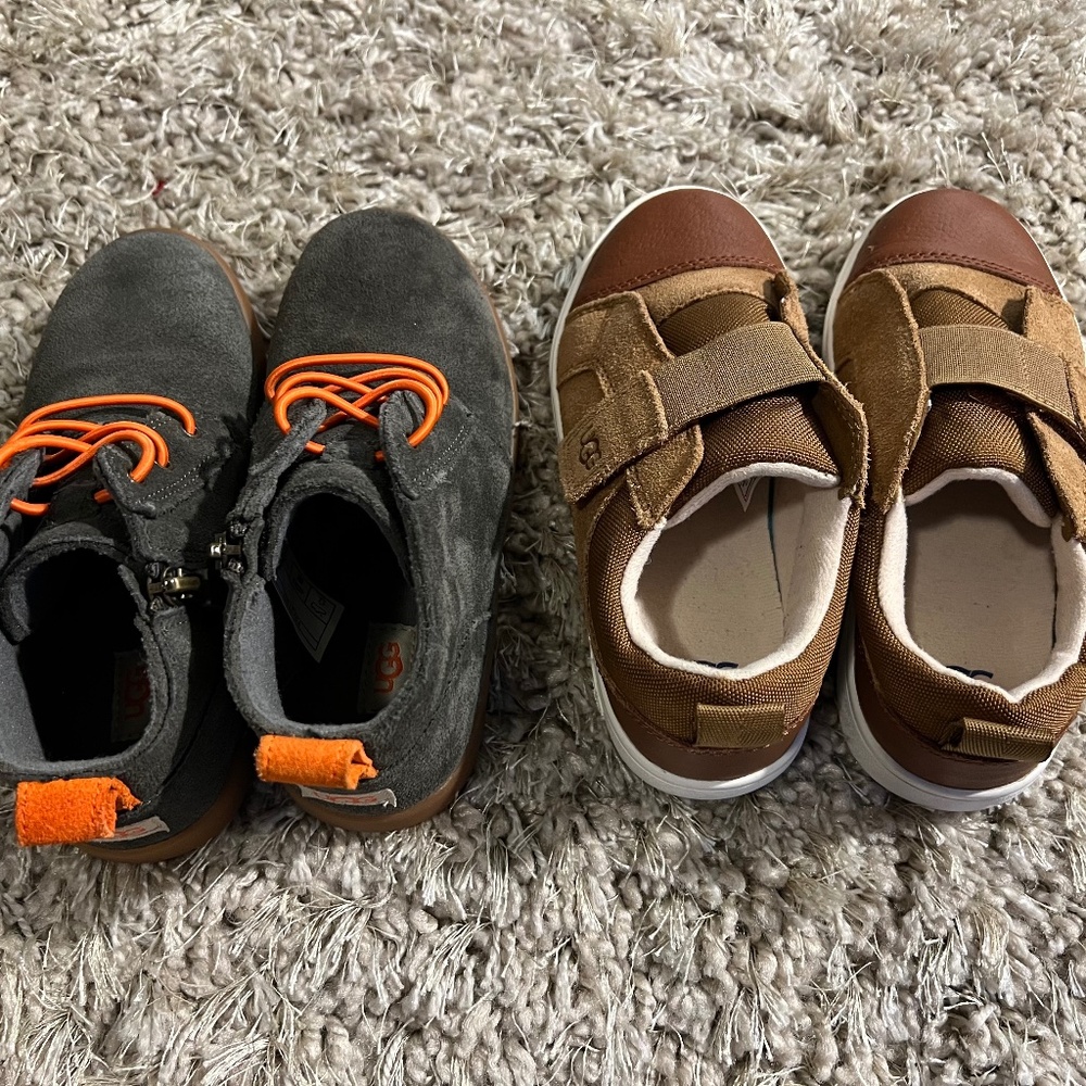 Two Pairs of LIKE NEW  UGG Toddler Boys Shoes- Size 12